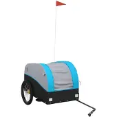 vidaXL Fietsaanhanger, zwart en blauw, 45 kg, staal