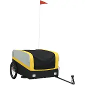 vidaXL Fietstrailer 45 kg ijzer zwart en geel