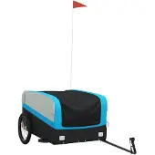 vidaXL Fietstrailer 45 kg ijzer zwart en blauw