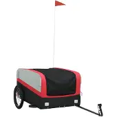 vidaXL Fietstrailer 45 kg ijzer zwart en rood