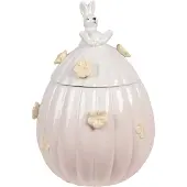 Clayre & Eef Voorraadpot Ei Ø 16x23 cm Roze Keramiek Ovaal Roze