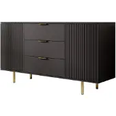 Meubella Dressoir Nicola - Mat zwart - 150 cm