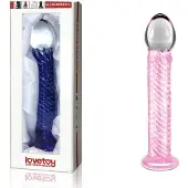 Erotic Treasure Glazen Dildo licht gebogen model Geribbelde schacht
