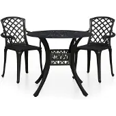vidaXL 3-delige Bistroset gietaluminium zwart