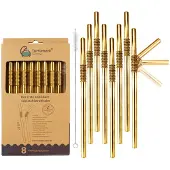 SmartaSaker Rietje Buigbaar Roestvrijstaal Goud (Set van 8 Stuks)