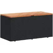 vidaXL Tuinbox 110x50x54 cm poly rattan en acaciahout zwart