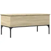 vidaXL Salontafel 100x50x45 cm bewerkt hout en metaal sonoma eiken