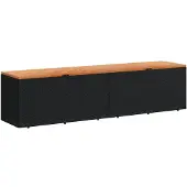 vidaXL Tuinbox 220x50x54 cm poly rattan en acaciahout zwart
