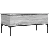 vidaXL Salontafel 100x50x45 cm bewerkt hout en metaal grijs sonoma