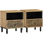 vidaXL Nachtkastjes 2 st 40x33x46 cm massief mangohout