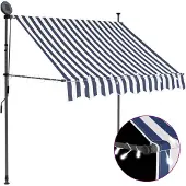 Super Merchant Luifel handmatig uitschuifbaar met LED 100 cm blauw en wit