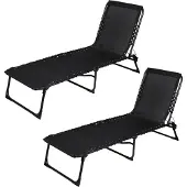 Urban Living “LE PLAYA” set van 2 ligbedden zwart 187 x 56 x H26/85 cm