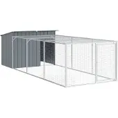 vidaXL Hondenhok met ren antraciet 153x396x110 cm gegalvaniseerd staal