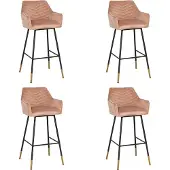 Bronx71 Velvet barkruk Fiona roze 65-78 cm - Barkrukken set van 4 - barstoel