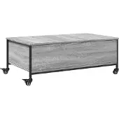 vidaXL - Salontafel - met wielen - 91x55x34 - cm - bewerkt hout - grijs - sonoma
