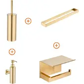 Guido Gusto Toilet accessoires set Mat goud exclusief met beugel en zeepdispenser