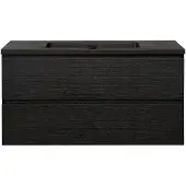 Guido Gusto Badkamermeubel Summer 100cm zwart eiken met zwarte wastafel zonder kraangat