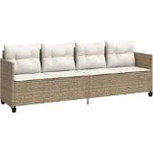 vidaXL - Ligbed - met - kussens poly - rattan - beige