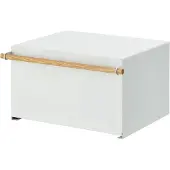 SmartaSaker Witte opbergdoos met houten handvat l43 cm