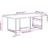 vidaXL Eettafel 200 cm ruw mangohout