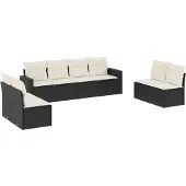 vidaXL 8-delige Loungeset met kussens poly rattan zwart