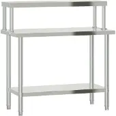 vidaXL Keukenwerktafel met bovenschap 110x55x120 cm roestvrij staal
