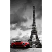 Dimex Fotobehang - Retro Car in Paris 150x250cm - Vliesbehang