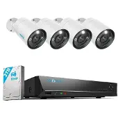 Reolink RLK8-1200B4-A, 12MP bewakingssysteem voor buiten, bestaande uit: 4 PoE bewakingscamera's, 8-kanaals NVR met 2TB HDD, spotlight, personen- en autoherkenning, en tweewegs audio