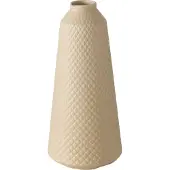 Boltze Moderne beige conische vaas van keramiek met wafelstructuur