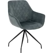 Goossens Eetkamerstoel Ebi blauw velvet stof graden draaibaar met return functie met armleuning, elegant chic