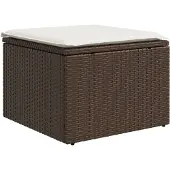 vidaXL Tuinkruk met kussen 55x55x37 cm poly rattan bruin