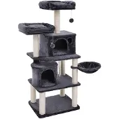 Hoppa! Songmics Kattenboom - Krabpaal - Rookgrijs - Fluweel