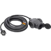 As Schwabe rubberen beschermcontactverlenger, 3-voudig, 0,3 meter, 3x1,5 mm², zwart