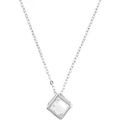 Behave Dames Ketting - Zilver Kubus Hanger van Zirkonia 40 cm - Nikkelvrij, Handgemaakt