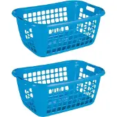 Sunware Basic Wasmand Blauw 65 cm - Set van 2 stuks