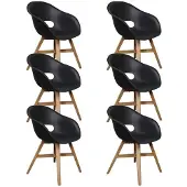 BUITEN living Karlstad dining tuinstoel set van 6 | kunststof + hardhout | zwart 1 persoon