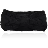 LGT JWLS Dames Hoofdband - Zwart, Katoen met Fleece Voering en Kabelpatroon
