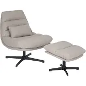 Bronx Draaifauteuil met hocker Cristo linnen taupe