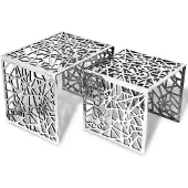 vidaXL Bijzettafels 2 stuks vierkant aluminium zilver