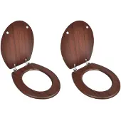 vidaXL Toiletbrillen met deksels 2 st MDF bruin