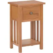 vidaXL Bijzettafel met lade 35x27x55 cm massief eikenhout