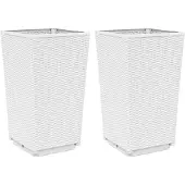 vidaXL Plantenbakken 2 st 32,5x32,5x57 cm polypropeen wit