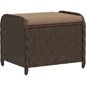 vidaXL Tuinkruk met kussen 58x46x46 cm poly rattan bruin