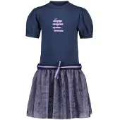 B.NOSY Meisjes jurk mesh - Victoria - Navy blauw. Maat 140