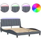 vidaXL Bedframe met LED zonder matras "Hanko" fluweel donkergrijs 120x200 cm