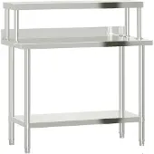 vidaXL Keukenwerktafel met bovenschap 110x55x120 cm roestvrij staal