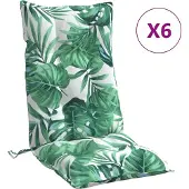 vidaXL Stoelkussens 6 st hoge rug bladpatroon oxford stof