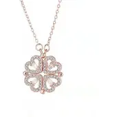 Despora Klavertje vier - Ketting - Ketting Dames - Ketting Hartje - Klavertje Vier Ketting - Ketting met hanger - Cadeau voor Valentijn - Cadeautjes voor vriendin - Rosé goudkleurig RVS