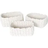 TODAY Set van 3 manden van touw - - INDIES - 100% katoen - Wit - 3 maten (36x26x16 cm)