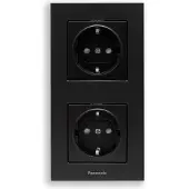 Panasonic -Zwarte Stopcontact-WCD-Verticaal-Inbouw-Karreplus Serie